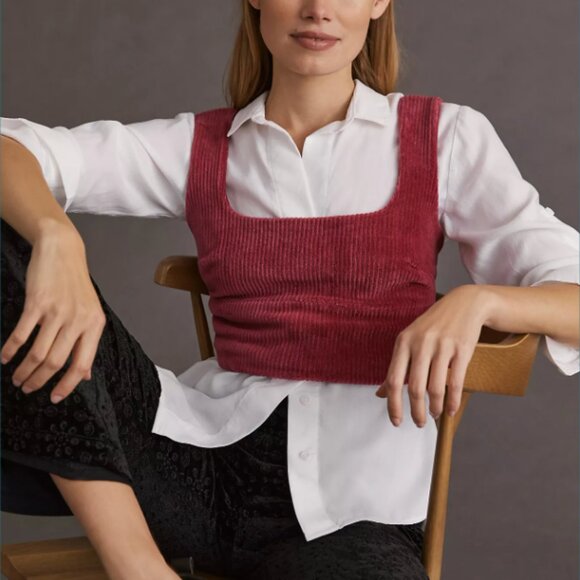 NWOT Maeve Chenille Cropped Corset Tank - Picture 1 of 7